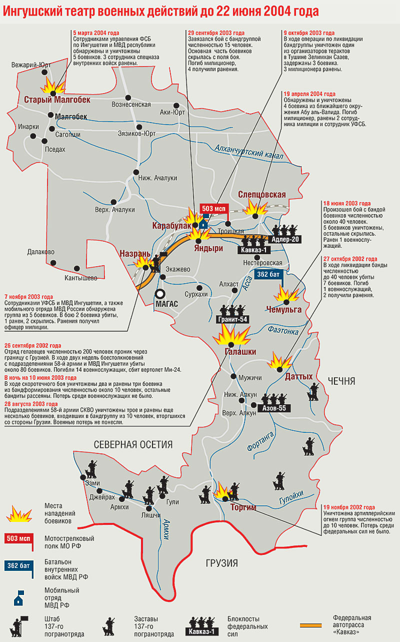 Карта второй чеченской войны